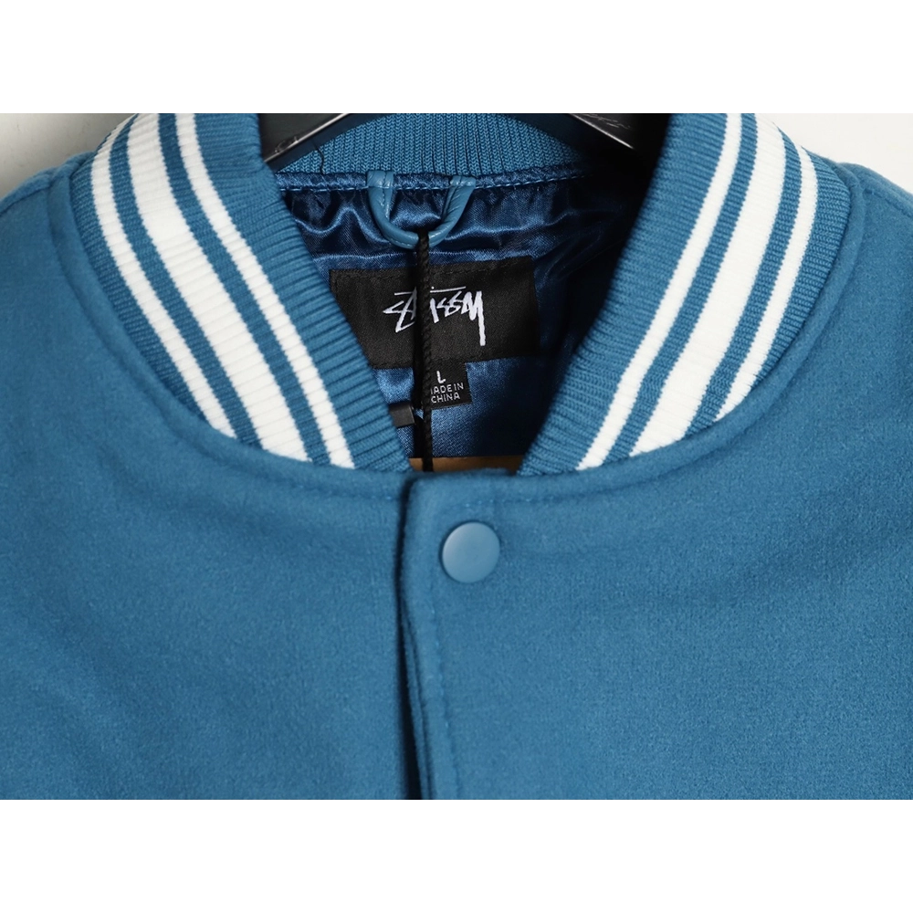 Stussy terry cloth embroidered letter baseball jacket,Stussy Jacket,Jacket,APPAREL