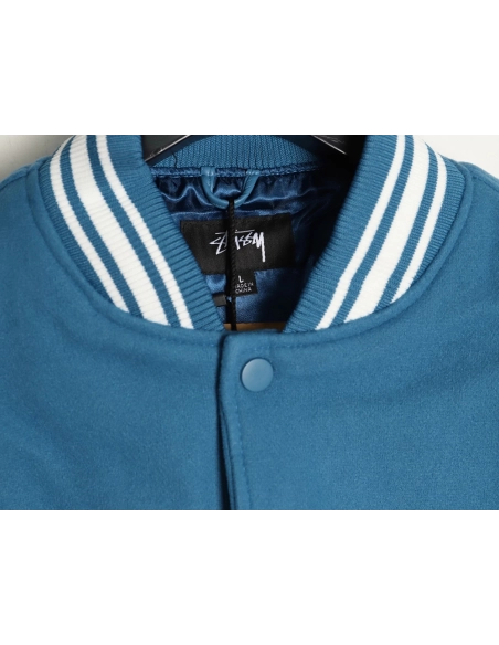 Stussy terry cloth embroidered letter baseball jacket,Stussy Jacket,Jacket,APPAREL