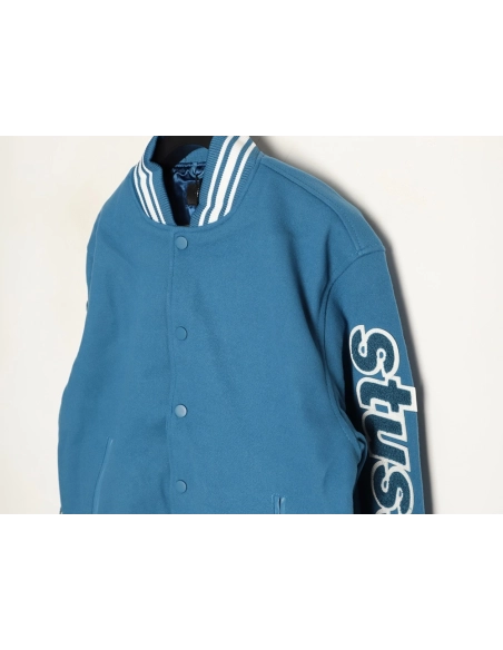Stussy terry cloth embroidered letter baseball jacket,Stussy Jacket,Jacket,APPAREL
