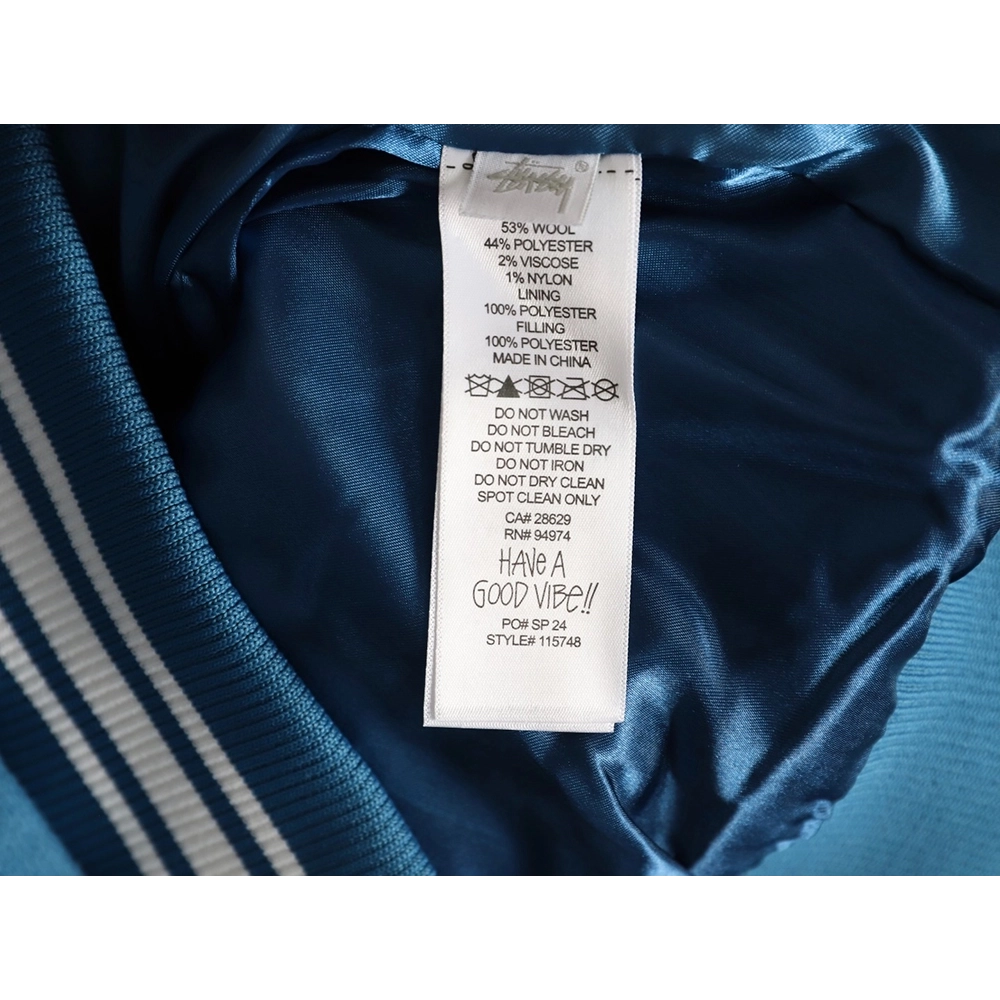 Stussy terry cloth embroidered letter baseball jacket,Stussy Jacket,Jacket,APPAREL