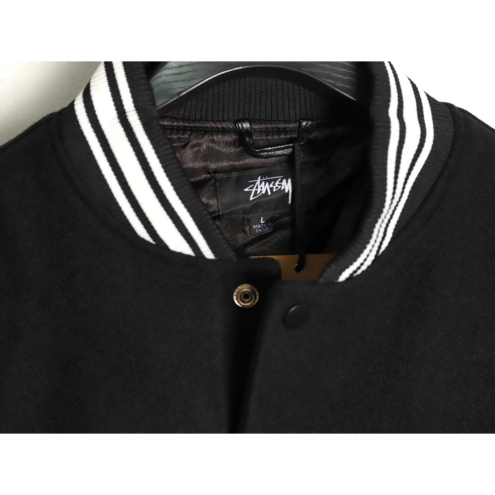 Stussy terry cloth embroidered letter baseball jacket,Stussy Jacket,Jacket,APPAREL