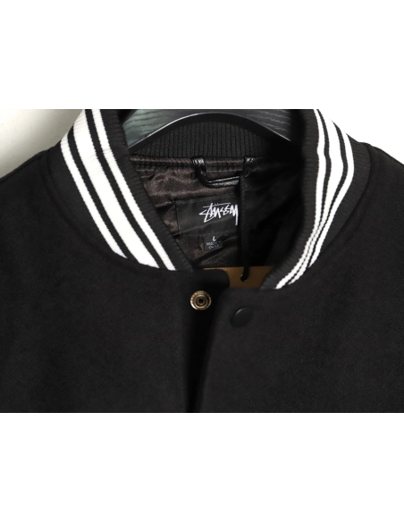 Stussy terry cloth embroidered letter baseball jacket,Stussy Jacket,Jacket,APPAREL