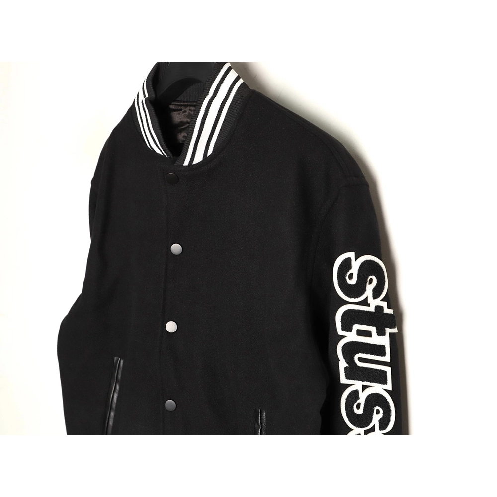 Stussy terry cloth embroidered letter baseball jacket,Stussy Jacket,Jacket,APPAREL