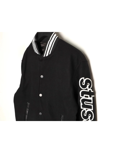 Stussy terry cloth embroidered letter baseball jacket,Stussy Jacket,Jacket,APPAREL