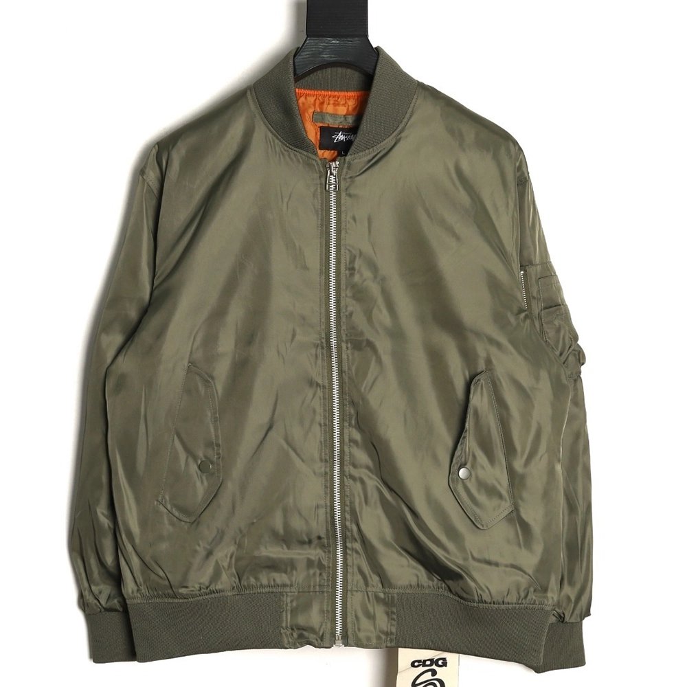 Stussy CDG Collaboration Embroidered Flight Jacket,Stussy Jacket,Jacket,APPAREL