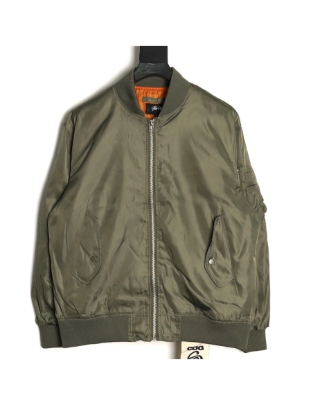Stussy CDG Collaboration Embroidered Flight Jacket,Stussy Jacket,Jacket,APPAREL