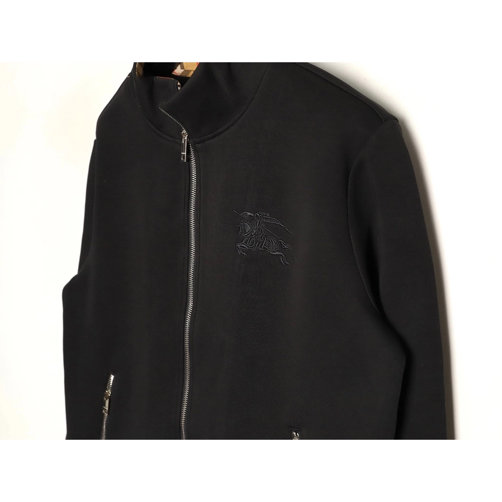 Burberry Equestrian Embroidery Air Layer Double Zipper Jacket,Burberry Jacket,Jacket,APPAREL