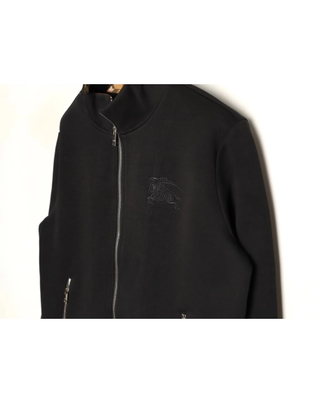 Burberry Equestrian Embroidery Air Layer Double Zipper Jacket,Burberry Jacket,Jacket,APPAREL