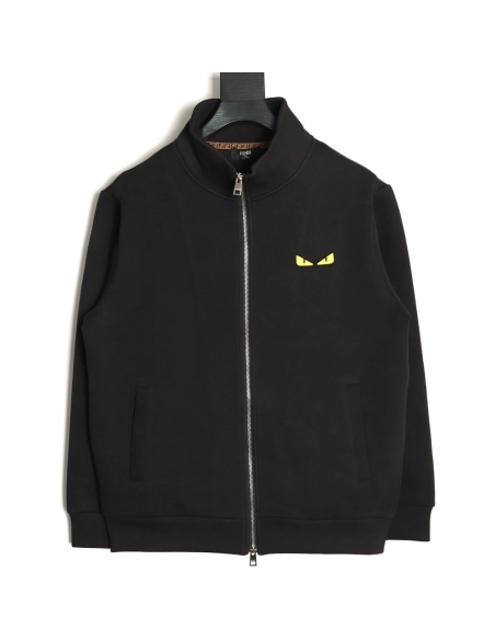Fendi Small Glasses Embroidered Air Layer Double Zipper Collar Jacket,Fendi Jacket,Jacket,APPAREL