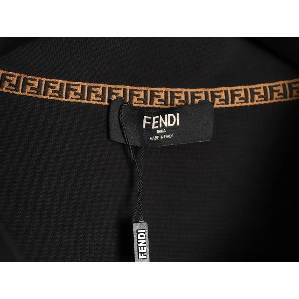 Fendi Small Glasses Embroidered Air Layer Double Zipper Collar Jacket,Fendi Jacket,Jacket,APPAREL