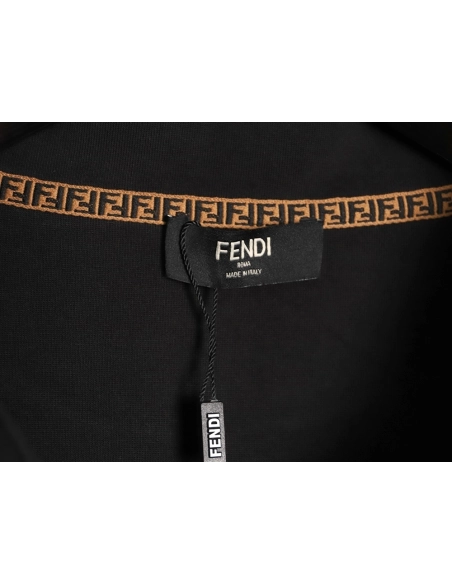 Fendi Small Glasses Embroidered Air Layer Double Zipper Collar Jacket,Fendi Jacket,Jacket,APPAREL