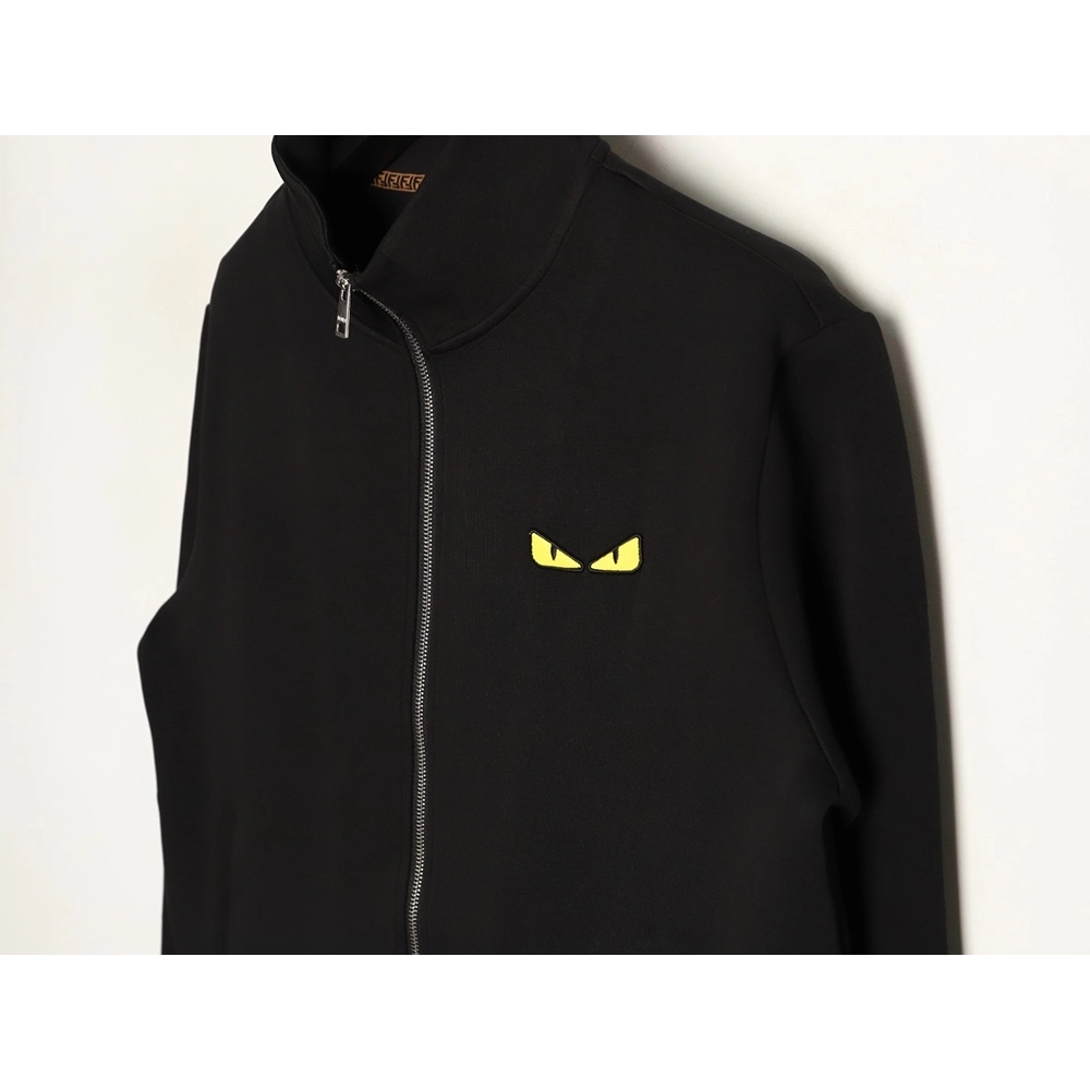 Fendi Small Glasses Embroidered Air Layer Double Zipper Collar Jacket,Fendi Jacket,Jacket,APPAREL