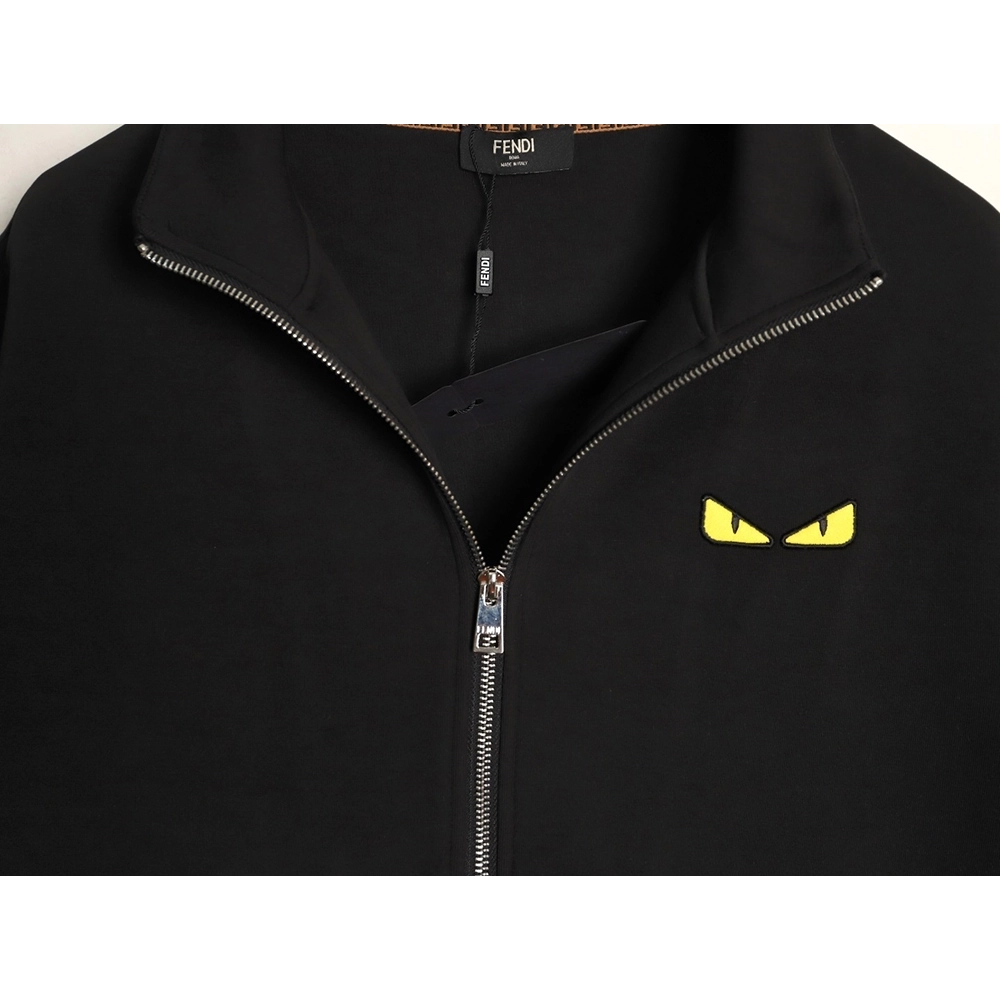 Fendi Small Glasses Embroidered Air Layer Double Zipper Collar Jacket,Fendi Jacket,Jacket,APPAREL
