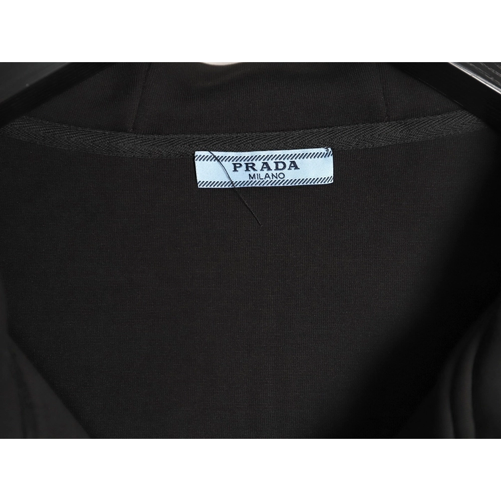 Prada red logo trim rubber strip air layer double zipper hooded jacket,Prada Jacket,Jacket,APPAREL
