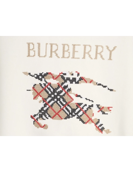Burberry Classic Horse CrossStitch Sweatshirt,Burberry Sweatshirt,Sweatshirt,APPAREL