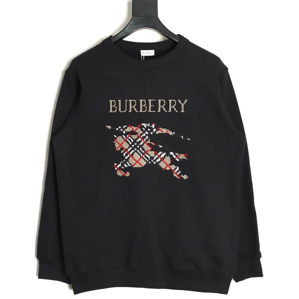 Burberry Classic Horse CrossStitch Sweatshirt,Burberry Sweatshirt,Sweatshirt,APPAREL