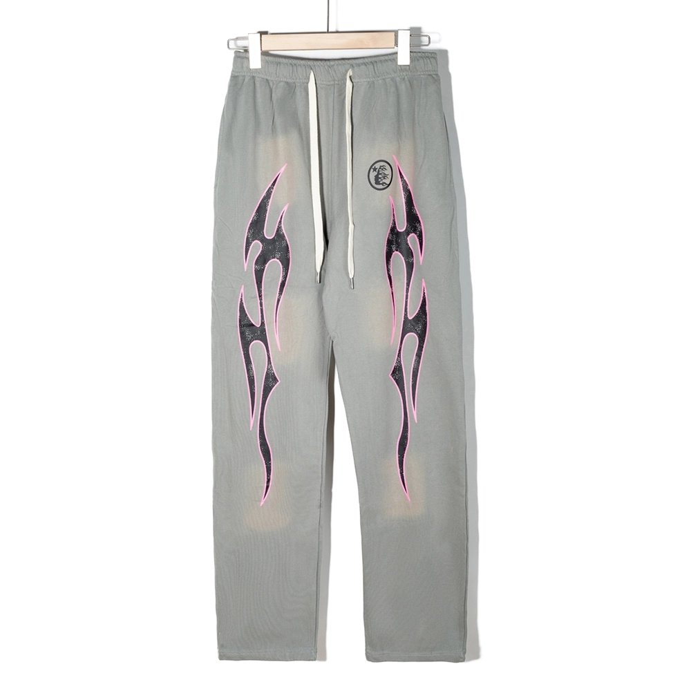 Hell star Grey Future Flame Sweatpants,Hell Star Sweatpants,PANTS JEANS,APPAREL