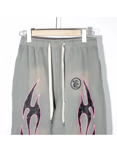 Hell star Grey Future Flame Sweatpants,Hell Star Sweatpants,PANTS JEANS,APPAREL