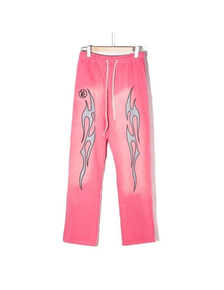 Hellstar Flame Sweatpants Pink,Hell Star Sweatpants,PANTS JEANS,APPAREL