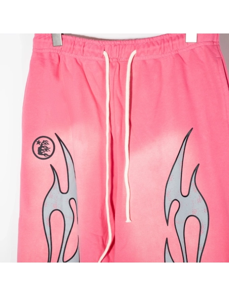 Hellstar Flame Sweatpants Pink,Hell Star Sweatpants,PANTS JEANS,APPAREL