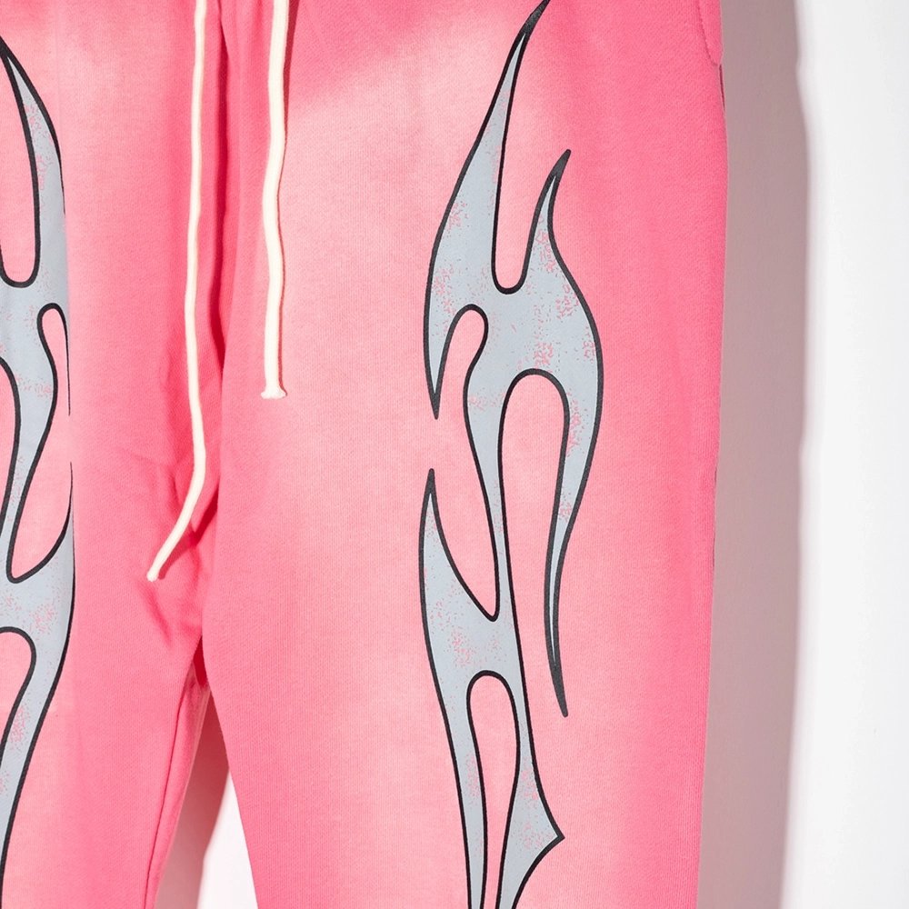 Hellstar Flame Sweatpants Pink,Hell Star Sweatpants,PANTS JEANS,APPAREL