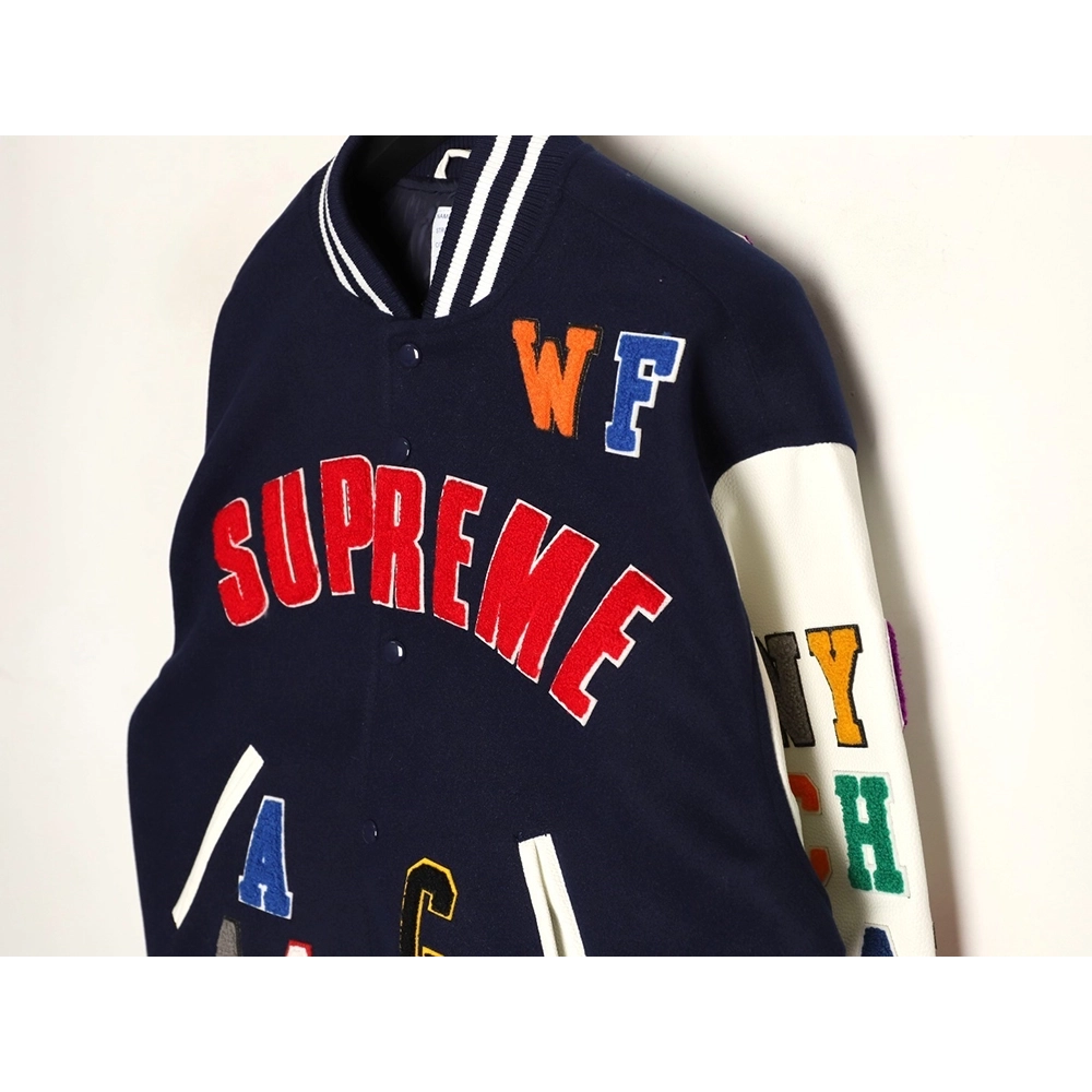 Supreme applique pattern longsleeved baseball jacket,Supreme Jacket,Jacket,APPAREL