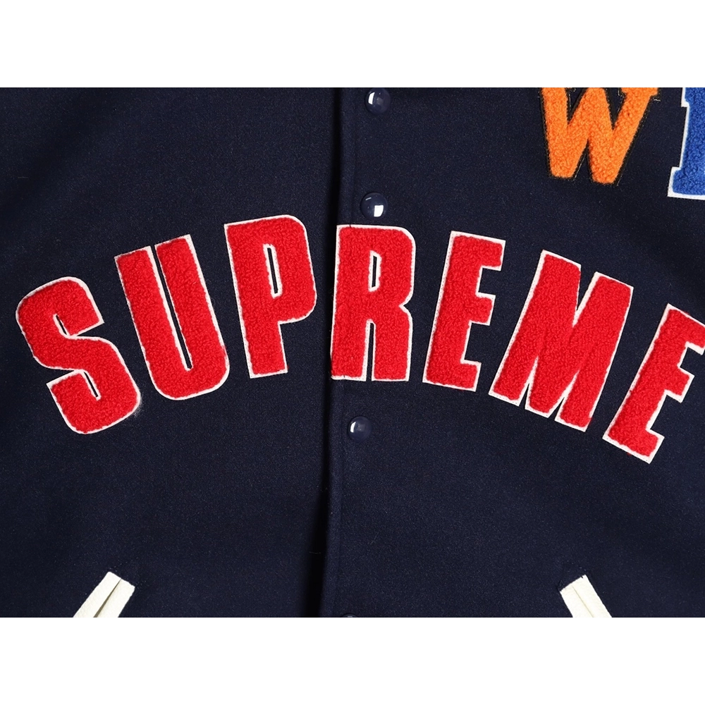 Supreme applique pattern longsleeved baseball jacket,Supreme Jacket,Jacket,APPAREL