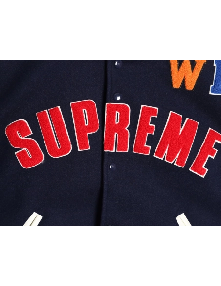 Supreme applique pattern longsleeved baseball jacket,Supreme Jacket,Jacket,APPAREL