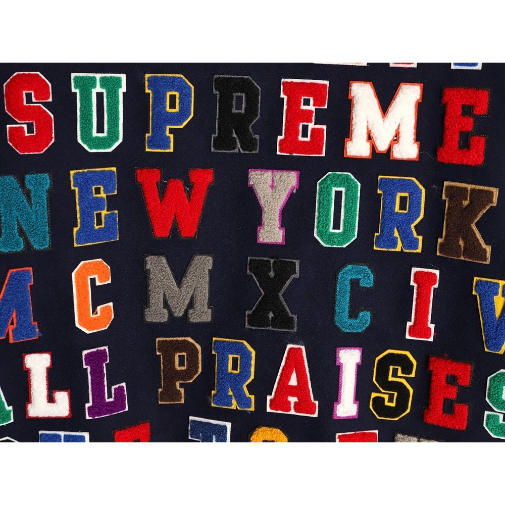 Supreme applique pattern longsleeved baseball jacket,Supreme Jacket,Jacket,APPAREL