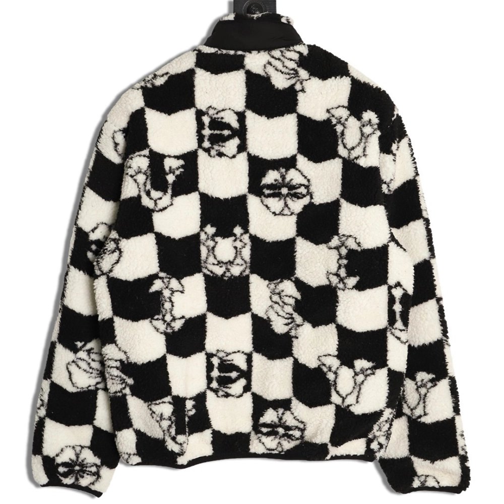 Evisu checkered lamb wool coat,Evisu Jacket,Jacket,APPAREL