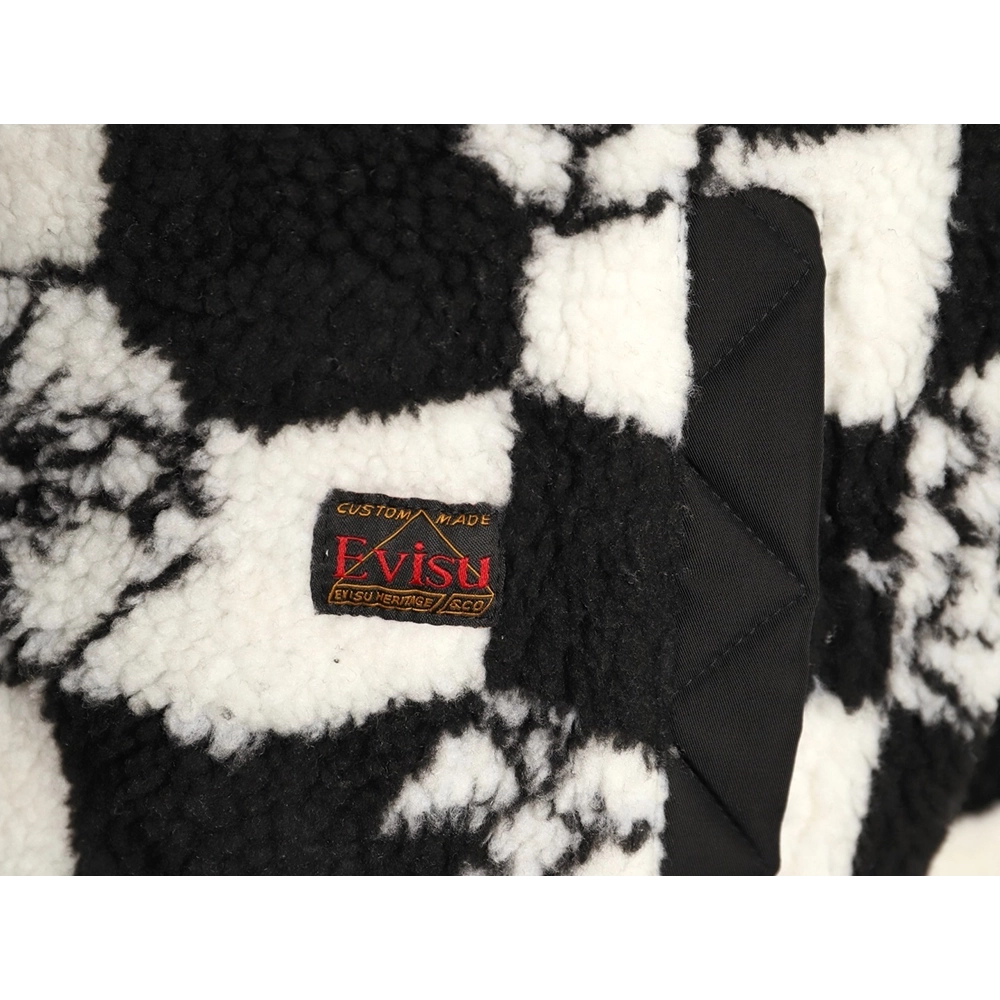 Evisu checkered lamb wool coat,Evisu Jacket,Jacket,APPAREL