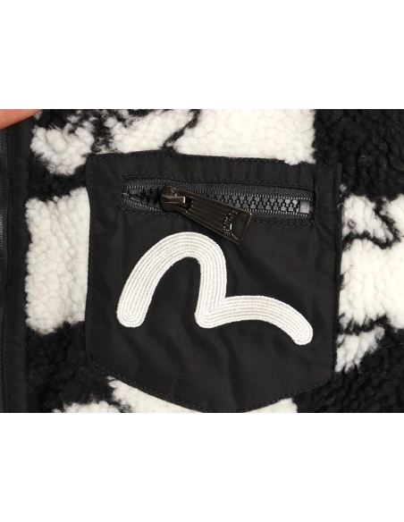 Evisu checkered lamb wool coat,Evisu Jacket,Jacket,APPAREL