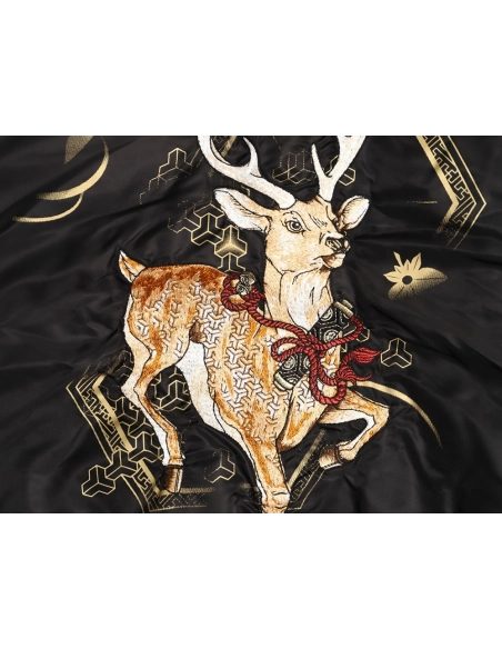 Evisu Deer Embroidery Patchwork Retro Letter Baseball Jersey,Evisu Jacket,Jacket,APPAREL