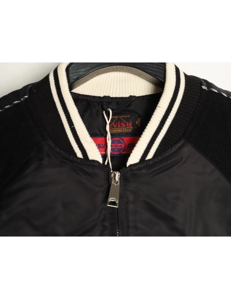 Evisu Deer Embroidery Patchwork Retro Letter Baseball Jersey,Evisu Jacket,Jacket,APPAREL