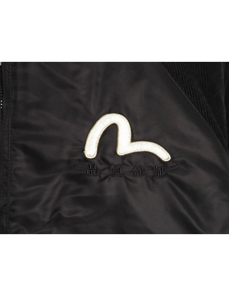 Evisu Deer Embroidery Patchwork Retro Letter Baseball Jersey,Evisu Jacket,Jacket,APPAREL