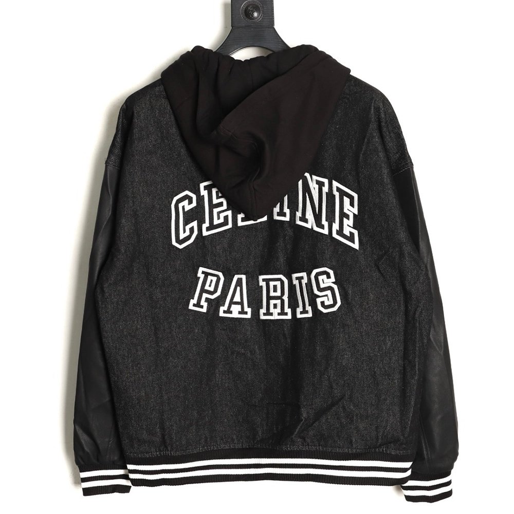 Celine embroidered letter hooded cotton jacket,Celine Hoodie,Hoodie,APPAREL