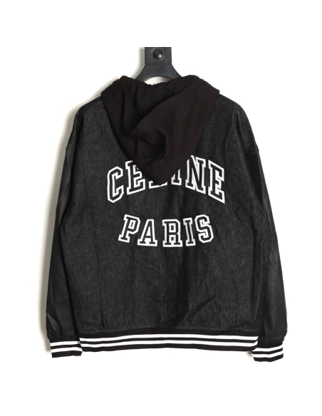 Celine embroidered letter hooded cotton jacket,Celine Hoodie,Hoodie,APPAREL