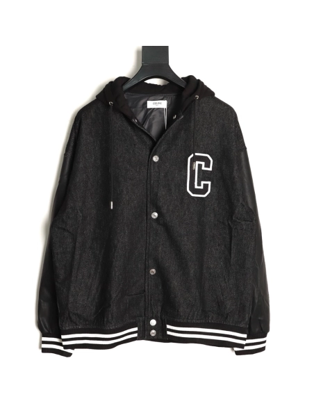 Celine embroidered letter hooded cotton jacket,Celine Hoodie,Hoodie,APPAREL