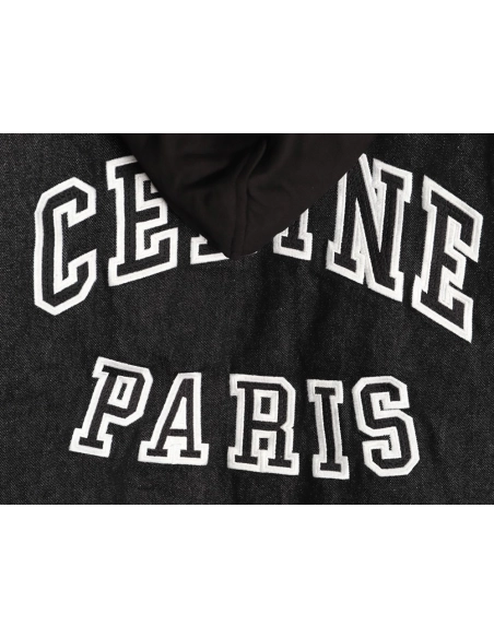 Celine embroidered letter hooded cotton jacket,Celine Hoodie,Hoodie,APPAREL