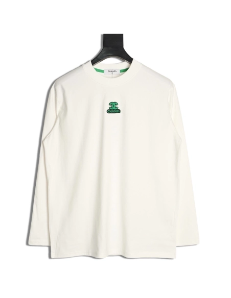 Chanel double C 3D logo embroidered longsleeved Tshirt,Chanel T Shirt,Tshirt,APPAREL