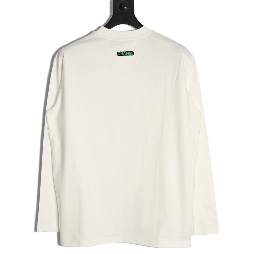 Chanel double C 3D logo embroidered longsleeved Tshirt,Chanel T Shirt,Tshirt,APPAREL
