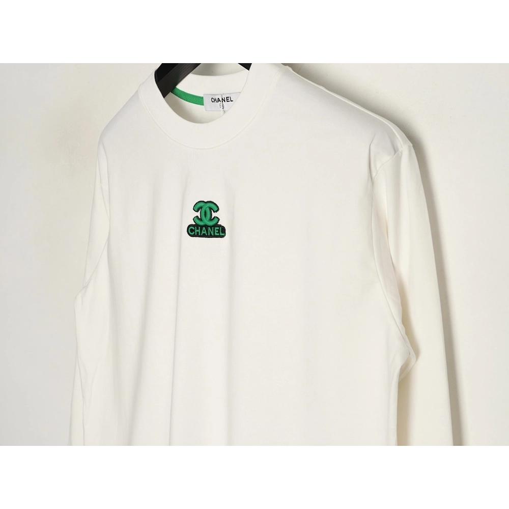 Chanel double C 3D logo embroidered longsleeved Tshirt,Chanel T Shirt,Tshirt,APPAREL