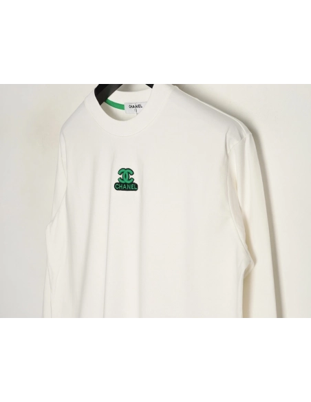 Chanel double C 3D logo embroidered longsleeved Tshirt,Chanel T Shirt,Tshirt,APPAREL