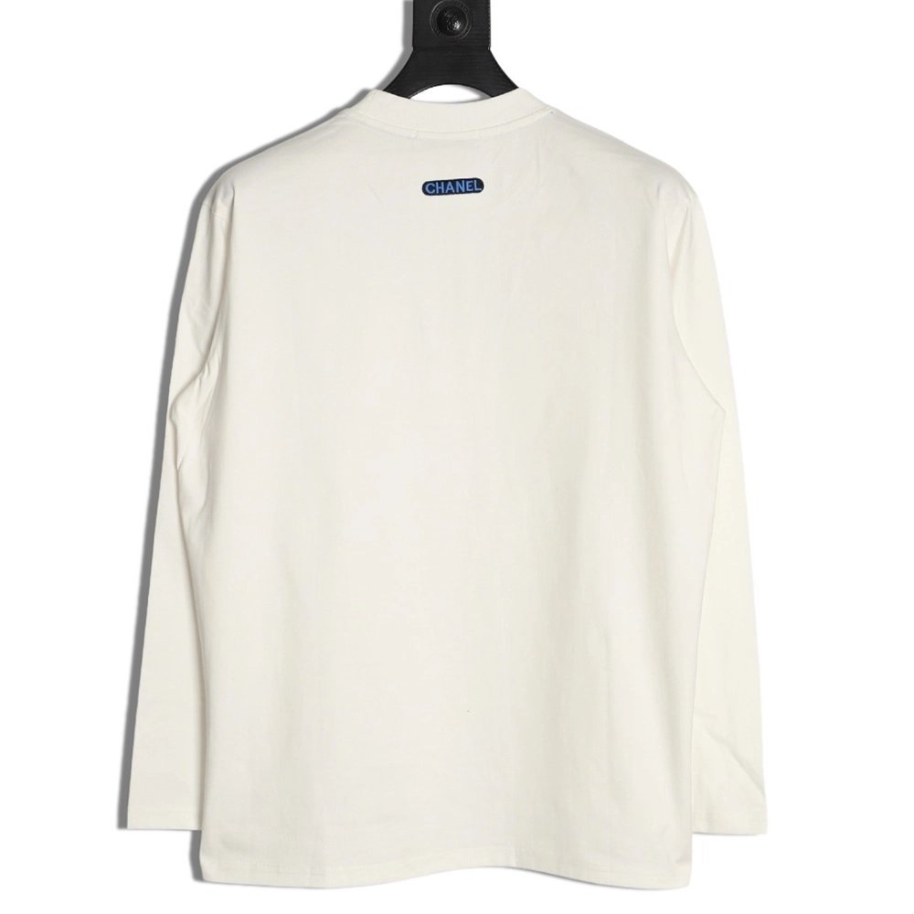Chanel double C 3D logo embroidered longsleeved Tshirt,Chanel T Shirt,Tshirt,APPAREL