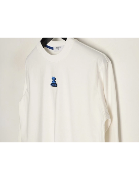 Chanel double C 3D logo embroidered longsleeved Tshirt,Chanel T Shirt,Tshirt,APPAREL