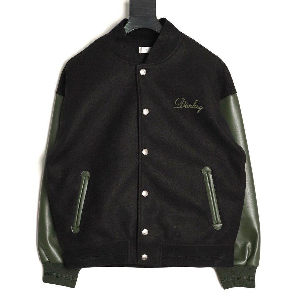 Dior letter embroidered patchwork baseball jacket,Dior Jacket,Jacket,APPAREL