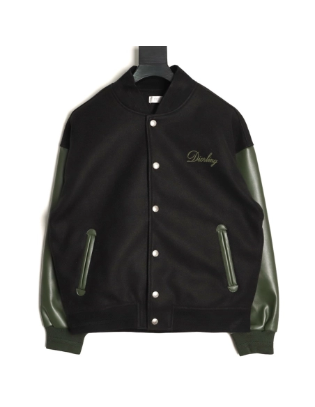 Dior letter embroidered patchwork baseball jacket,Dior Jacket,Jacket,APPAREL