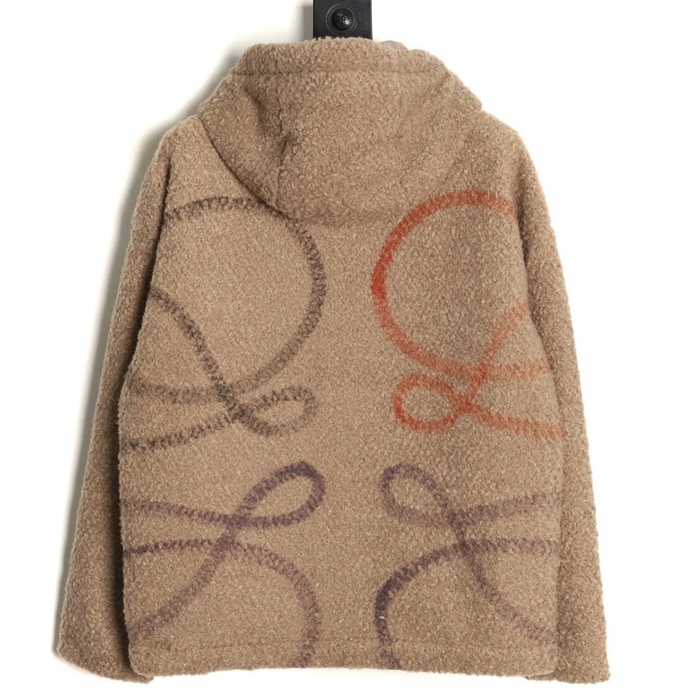 Loewe graffiti logo large lambswool hooded jacket,Loewe Jacket,Jacket,APPAREL