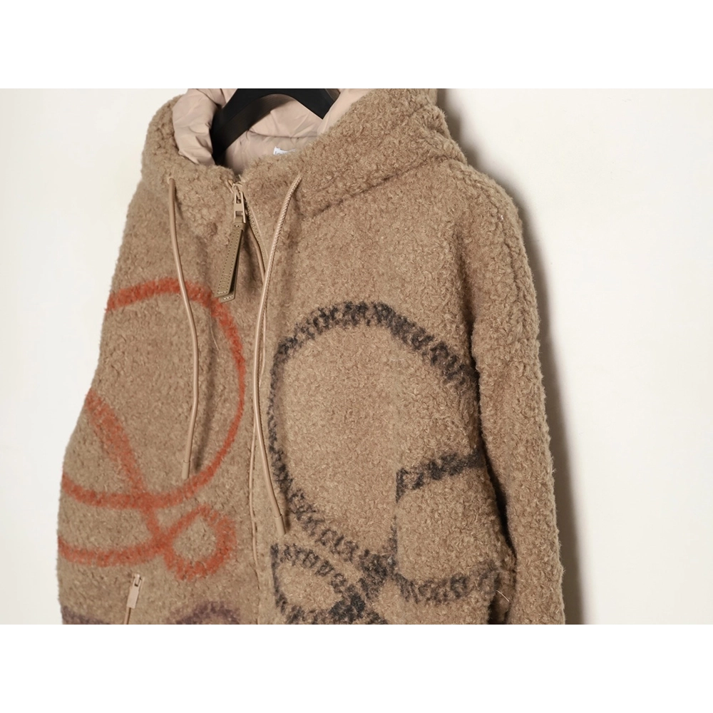 Loewe graffiti logo large lambswool hooded jacket,Loewe Jacket,Jacket,APPAREL