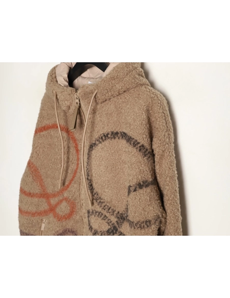 Loewe graffiti logo large lambswool hooded jacket,Loewe Jacket,Jacket,APPAREL